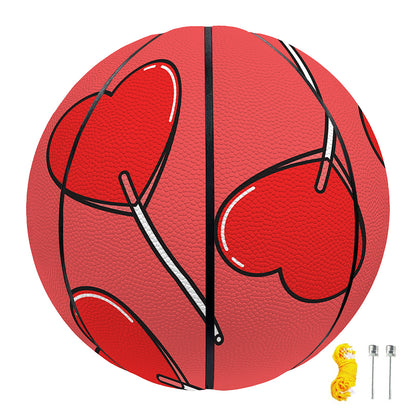 Red Heart Lollipop Pattern Print Basketball