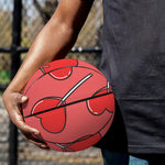 Red Heart Lollipop Pattern Print Basketball