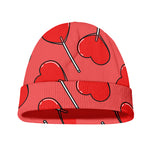 Red Heart Lollipop Pattern Print Beanie