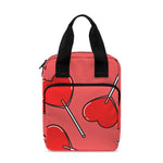 Red Heart Lollipop Pattern Print Bible Tote Bag