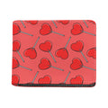 Red Heart Lollipop Pattern Print Bifold Wallet