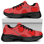 Red Heart Lollipop Pattern Print Black Chunky Shoes