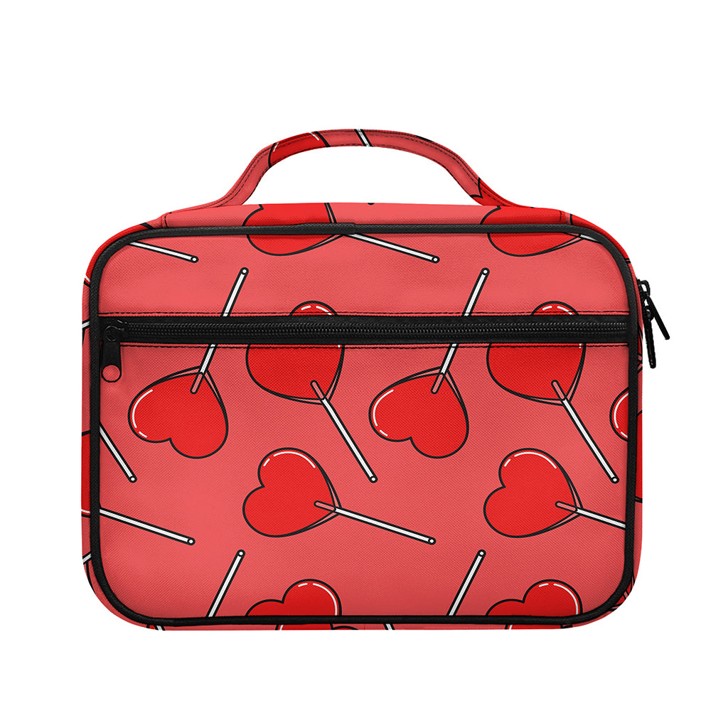 Red Heart Lollipop Pattern Print Briefcase Bible Bag