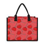 Red Heart Lollipop Pattern Print Canvas Tote Bag