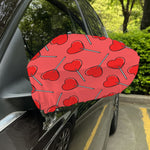 Red Heart Lollipop Pattern Print Car Side Mirror Covers