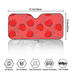 Red Heart Lollipop Pattern Print Car Windshield Sun Shade