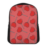 Red Heart Lollipop Pattern Print Casual Backpack