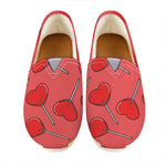 Red Heart Lollipop Pattern Print Casual Shoes