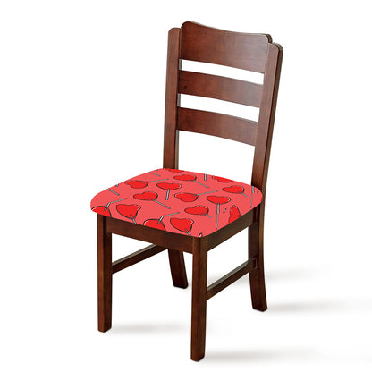 Red Heart Lollipop Pattern Print Chair Cushion Cover