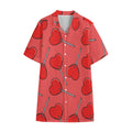 Red Heart Lollipop Pattern Print Cotton Hawaiian Shirt