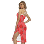 Red Heart Lollipop Pattern Print Cross Back Cami Dress