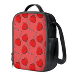 Red Heart Lollipop Pattern Print Crossbody Lunch Bag