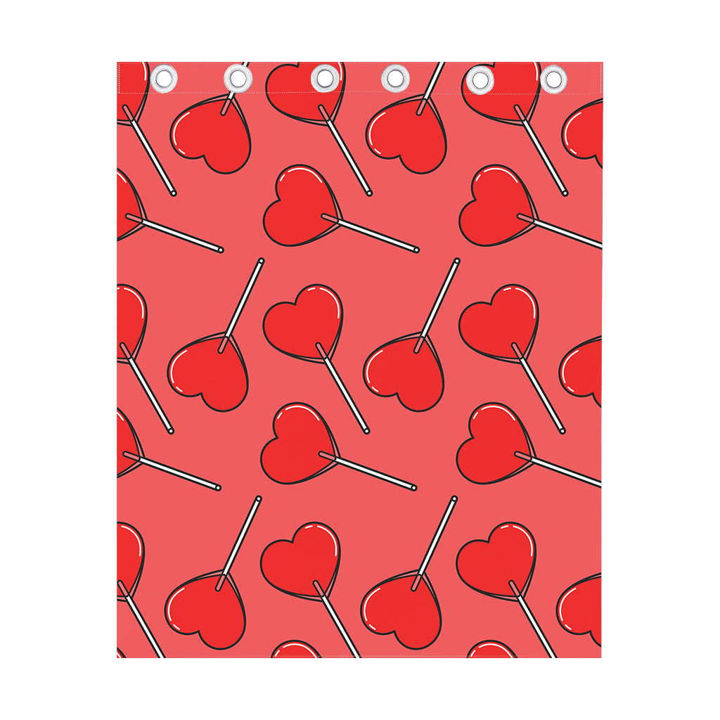 Red Heart Lollipop Pattern Print Curtain