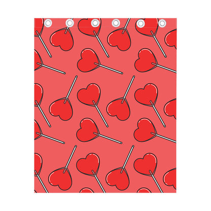 Red Heart Lollipop Pattern Print Curtain