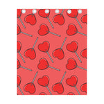 Red Heart Lollipop Pattern Print Curtain