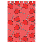 Red Heart Lollipop Pattern Print Curtain