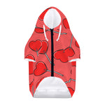 Red Heart Lollipop Pattern Print Dog Zip Up Hoodie