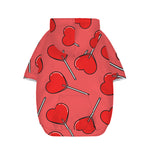Red Heart Lollipop Pattern Print Dog Zip Up Hoodie