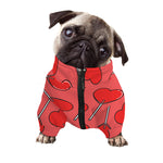 Red Heart Lollipop Pattern Print Dog Zip Up Jacket