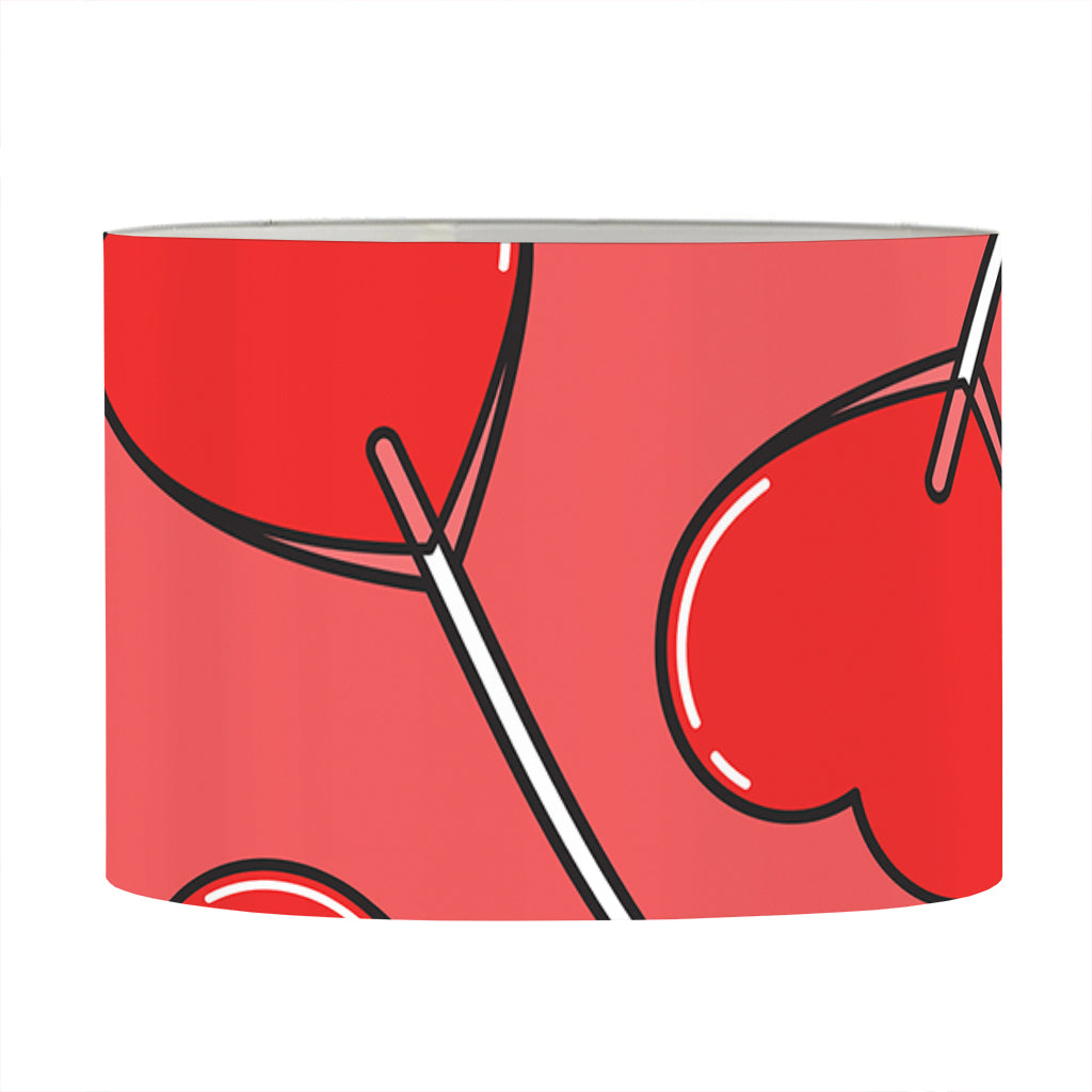 Red Heart Lollipop Pattern Print Drum Lamp Shade