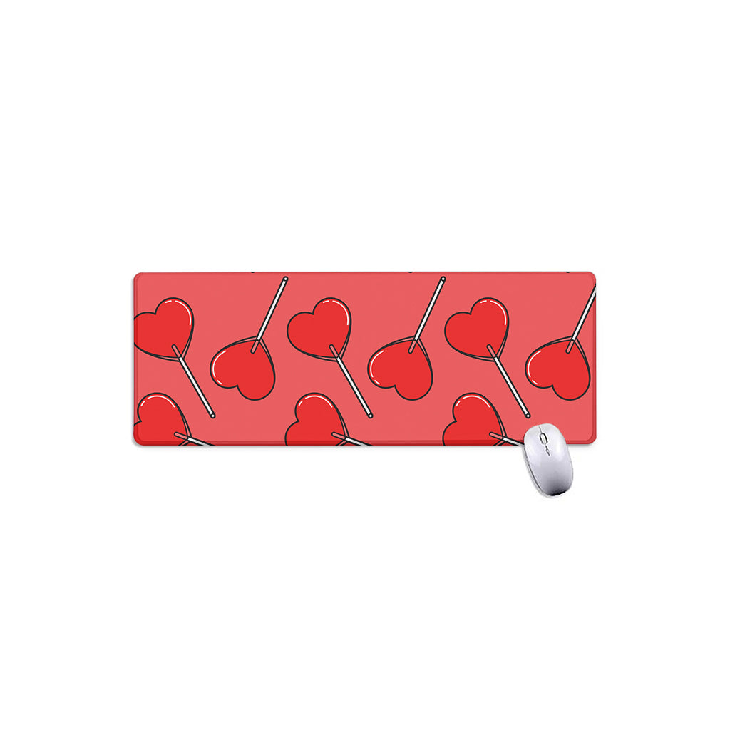 Red Heart Lollipop Pattern Print Extended Mouse Pad