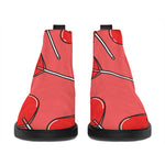 Red Heart Lollipop Pattern Print Flat Ankle Boots