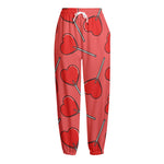 Red Heart Lollipop Pattern Print Fleece Lined Knit Pants