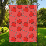 Red Heart Lollipop Pattern Print Garden Flag