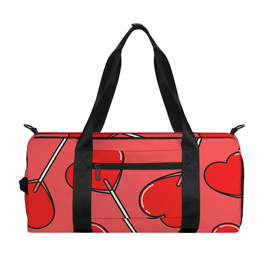 Red Heart Lollipop Pattern Print Gym Bag