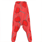 Red Heart Lollipop Pattern Print Hammer Pants