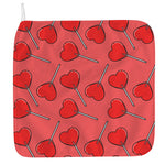 Red Heart Lollipop Pattern Print Hand Towel