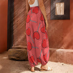 Red Heart Lollipop Pattern Print Harem Pants