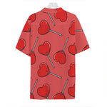 Red Heart Lollipop Pattern Print Hawaiian Shirt