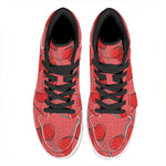Red Heart Lollipop Pattern Print High Top Leather Sneakers