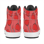 Red Heart Lollipop Pattern Print High Top Leather Sneakers