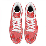 Red Heart Lollipop Pattern Print High Top Leather Sneakers