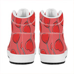 Red Heart Lollipop Pattern Print High Top Leather Sneakers
