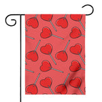 Red Heart Lollipop Pattern Print House Flag