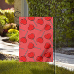 Red Heart Lollipop Pattern Print House Flag