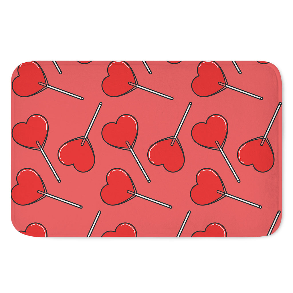 Red Heart Lollipop Pattern Print Indoor Door Mat