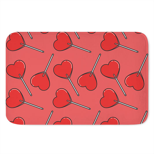 Red Heart Lollipop Pattern Print Indoor Door Mat