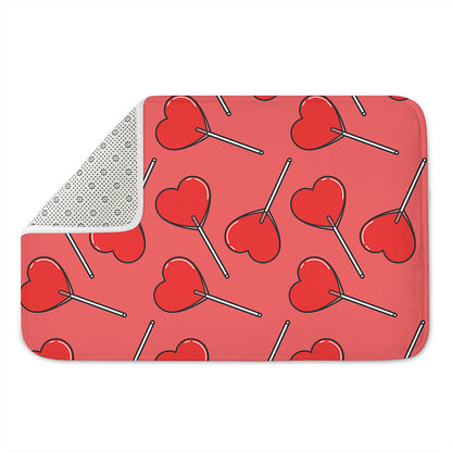 Red Heart Lollipop Pattern Print Indoor Door Mat