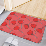 Red Heart Lollipop Pattern Print Indoor Door Mat