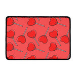 Red Heart Lollipop Pattern Print Kitchen Mat