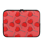 Red Heart Lollipop Pattern Print Laptop Sleeve
