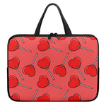 Red Heart Lollipop Pattern Print Laptop Sleeve With Handle