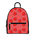 Red Heart Lollipop Pattern Print Leather Backpack
