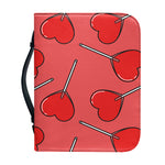 Red Heart Lollipop Pattern Print Leather Bible Cover