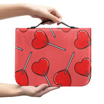 Red Heart Lollipop Pattern Print Leather Bible Cover