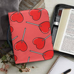Red Heart Lollipop Pattern Print Leather Bible Cover